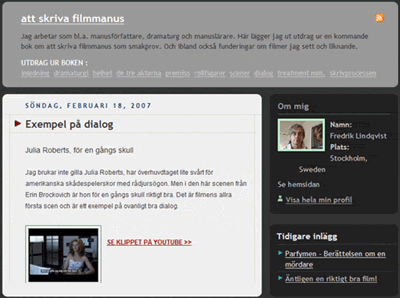 Blogg om att skriva filmmanus